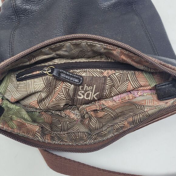 THE SAK Crossbody Purse Soft Leather Coffee Brown Shoulder Bag Pockets Pebbled - Picture 7 of 8